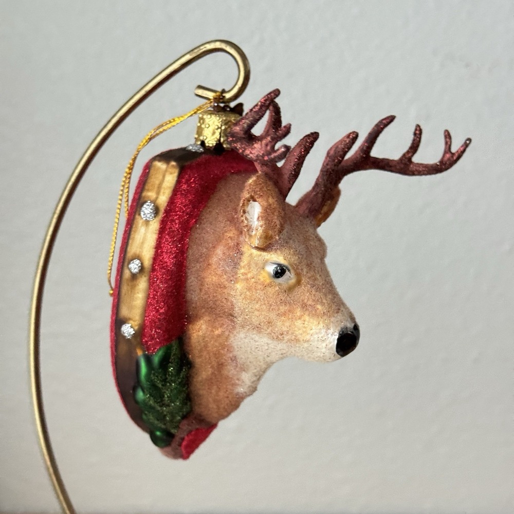 Inge-Glas Germany Deer Buck Head Plaque Glass Ornament Cabin Decor Rustic - Picture 3 of 10